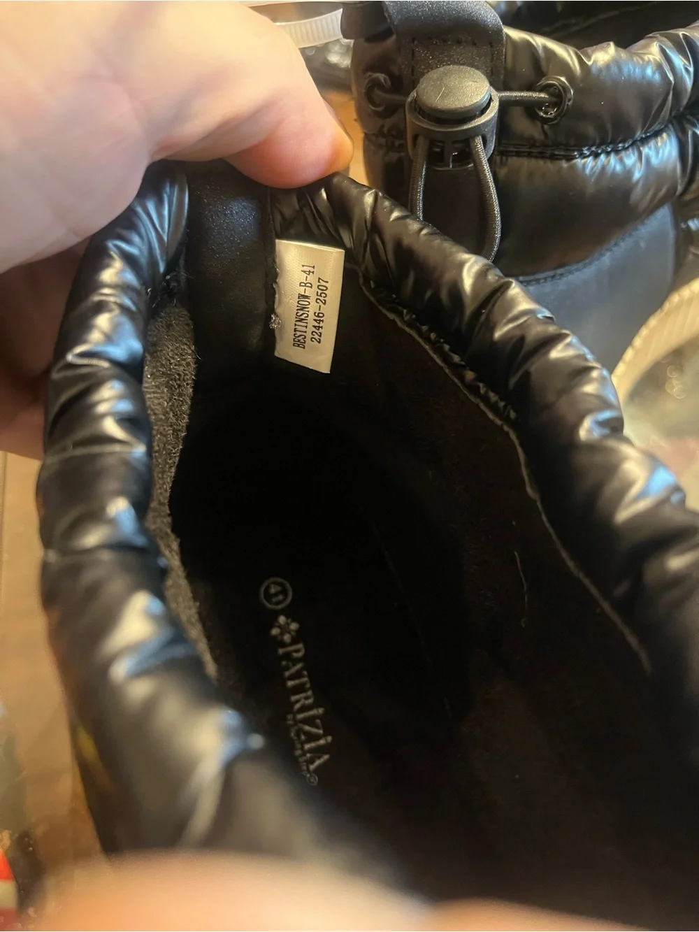 Patrizia Black Puffer water proof Ankle Winter Boots with White Platform Sole